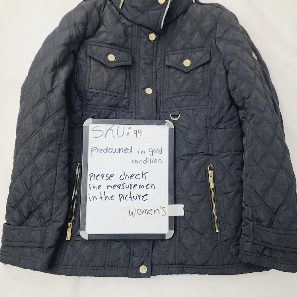 Michael Kors Women's‎ Black Quilted Long Sleeve Sherpa Puffer Jacket Size M
